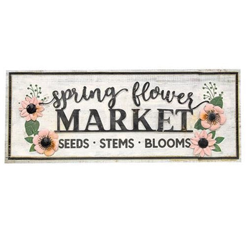 💙 Spring Flower Market 27" Wooden Painted Sign