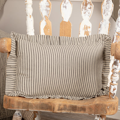 Sawyer Mill Charcoal Ticking Stripe 22" Fabric Pillow