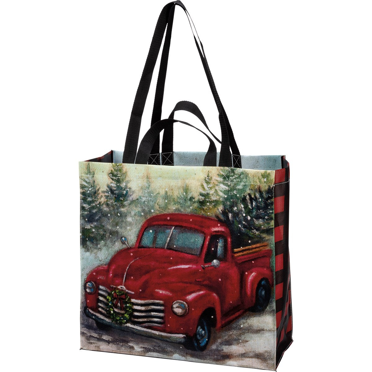 💙 Tree Farm Red Truck Market Tote Bag