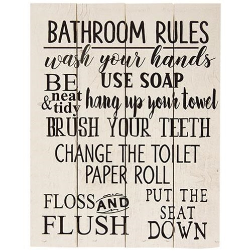 Bathroom Rules Pallet Art Sign