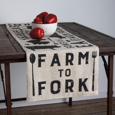 Farm To Fork Farmhouse Animals 56" Table Runner