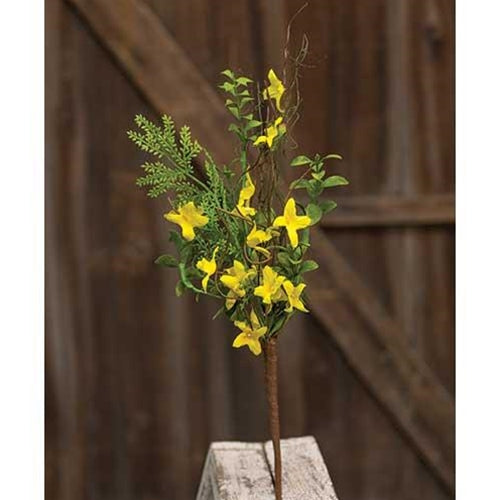 💙 Yellow Forsythia Twiggy 17" Faux Pick