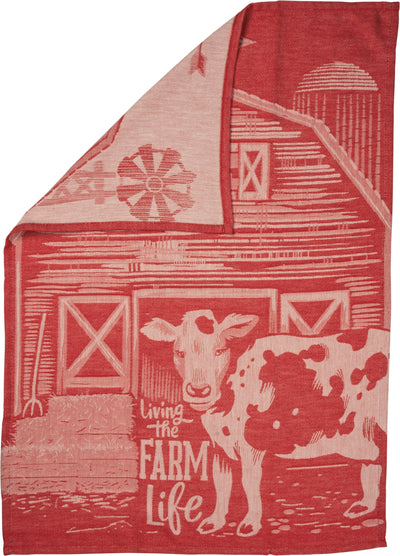 💙 Living The Farm Life Red Cow Dish Towel