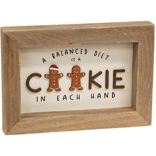 A Balanced Diet Is A Cookie In Each Hand Framed Sign