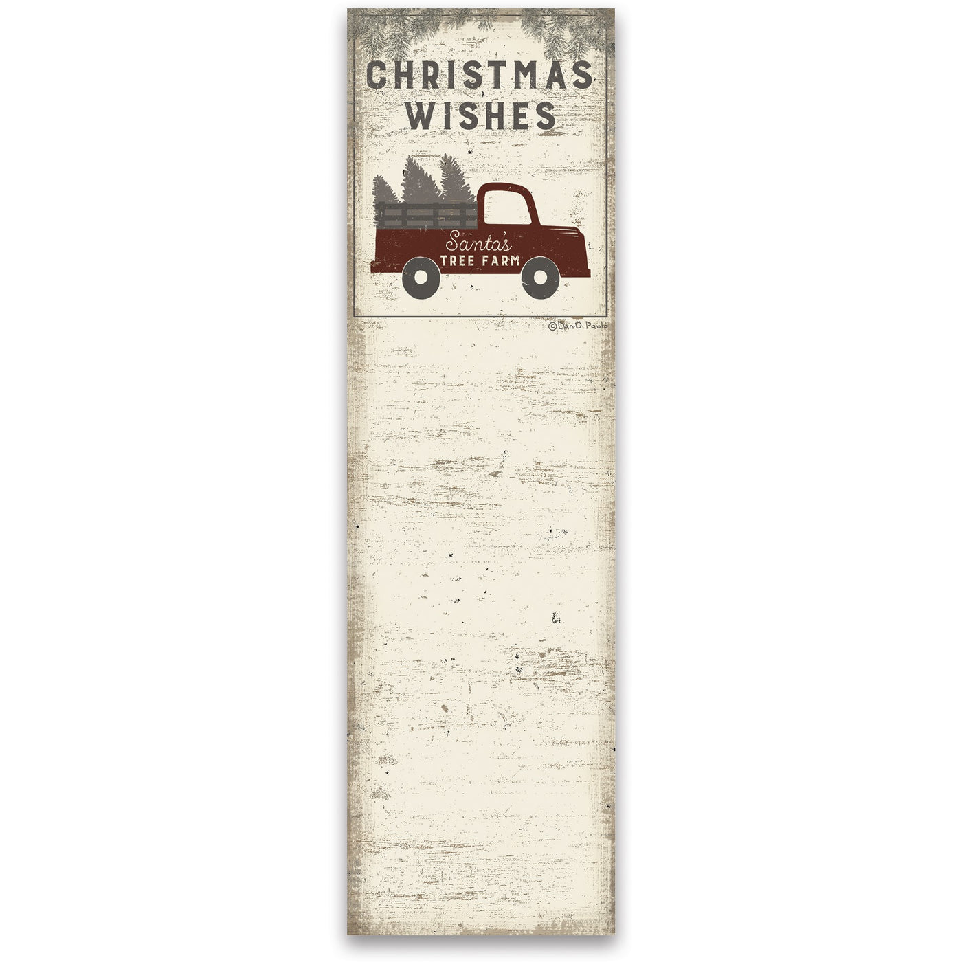 Christmas Wishes Red Truck with Tree List Notepad