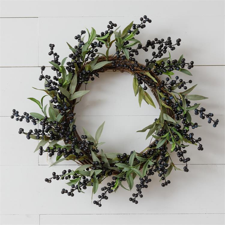 Botanical Blueberries and Greens 19" Faux Wreath