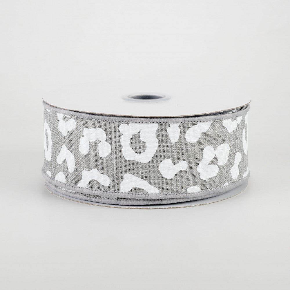 💙 Animal Print Grey & White Ribbon 1.5" x 10 yards
