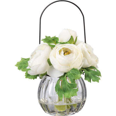 White Ranunculus Faux Florals in a Vase