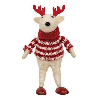 Boy Reindeer Red Striped Sweater Ornament