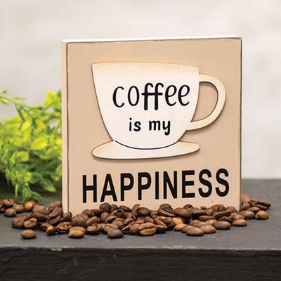 Coffee Is My Happiness Small Wooden Block