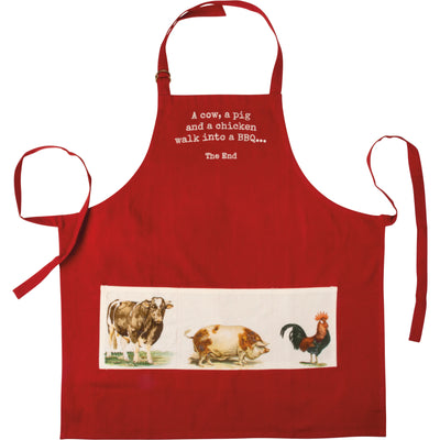 Cow Pig & Chicken Walk Into A BBQ The End Apron