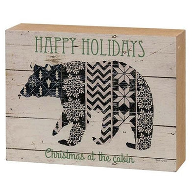 💙 Happy Holidays Nordic Bear Box Sign