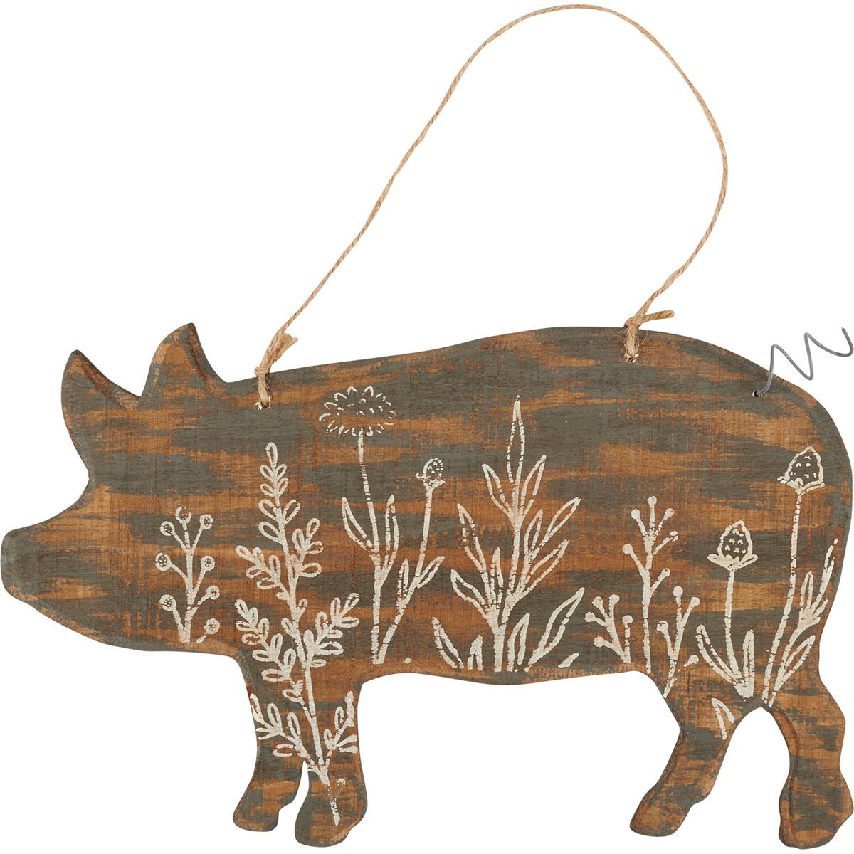 Floral Pig Silhouette Hanging Decor