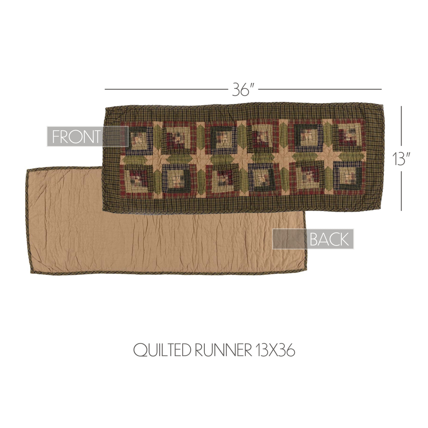 Tea Cabin Quilted Table Runner 13" x 36"