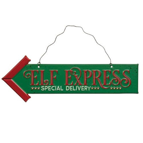 Elf Express 11" Metal Hanging Sign