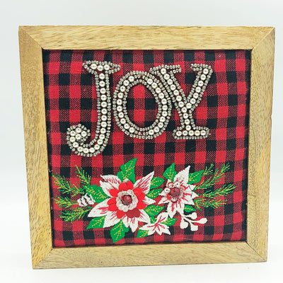 💙 Joy Buffalo Plaid Fabric Box Sign