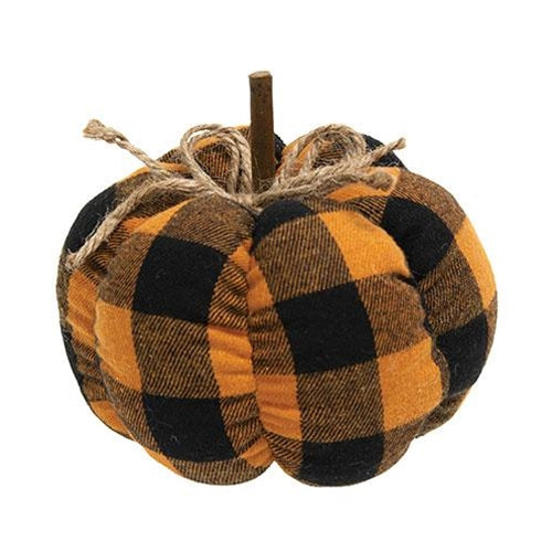 Orange & Black Buffalo Check Stuffed 5.5" Pumpkin