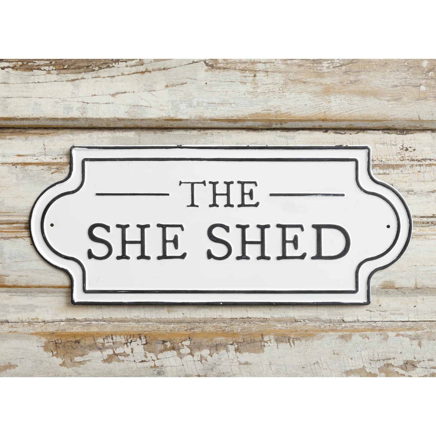 The She Shed Black and White 17" Metal Sign