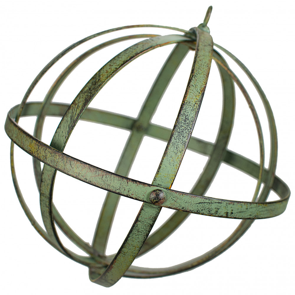 Distressed Forest Green Wrought Iron 8" Orb