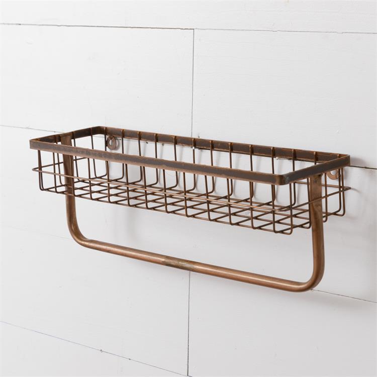 One-Tiered Copper Tone Organizer with Towel Holder