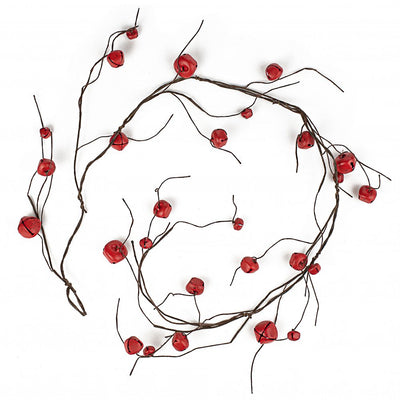 Red Jingle Bell Curly Twig 5 ft Garland