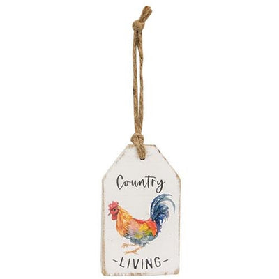 💙 Country Living Rooster Wood Tag