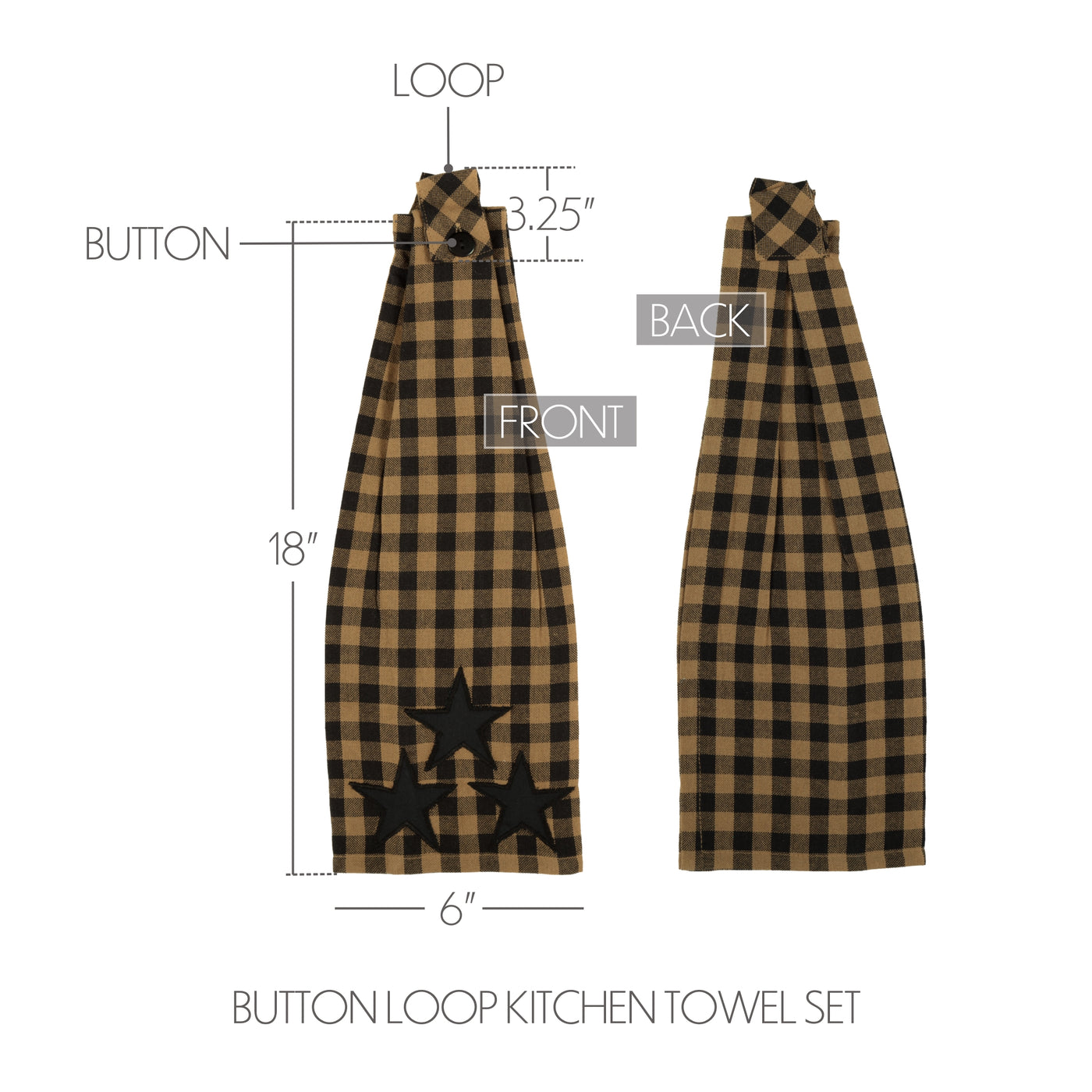 💙 Black Star Button Loop Kitchen Towel