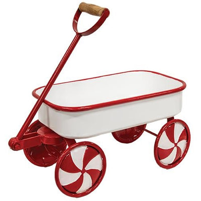 Candy Cane Small Display Metal Christmas Wagon