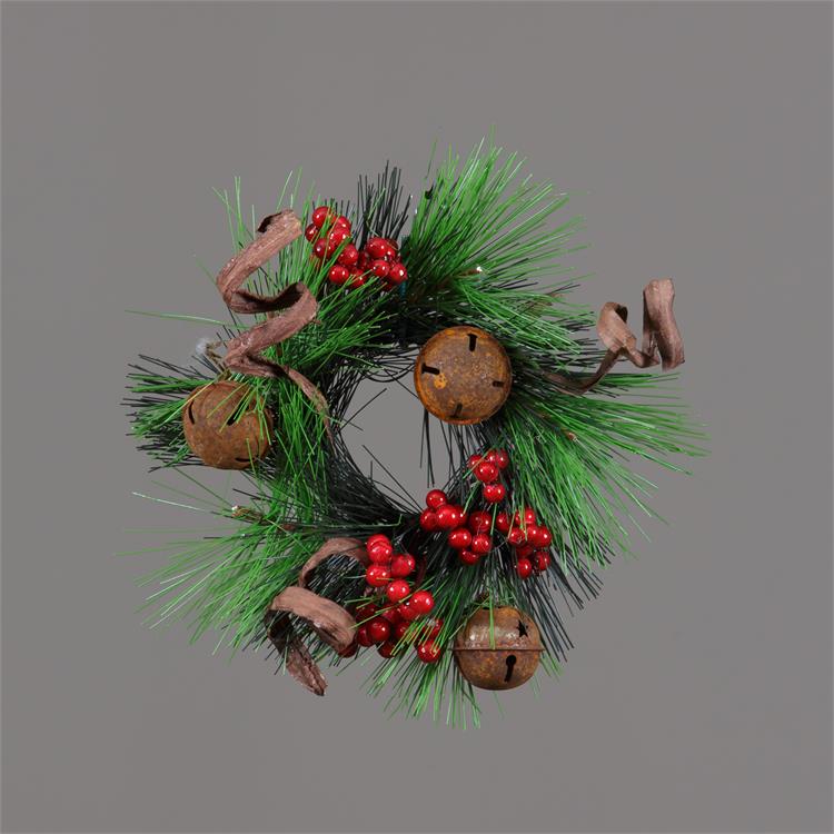 White Pine Berries and Rusty Bells 6" Small Wreath Ring