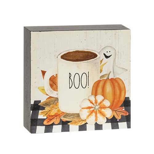 Boo Mug Ghost, & Pumpkins Small Halloween Block