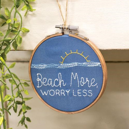 💙 Beach More, Worry Less Sampler Ornament