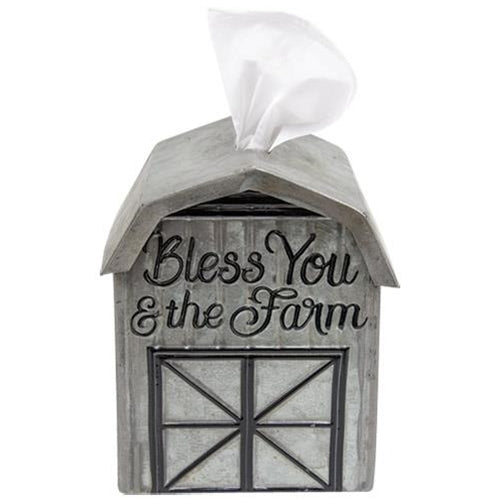 💙 Bless You and The Farm - Barn Shaped Tissue Box Cover