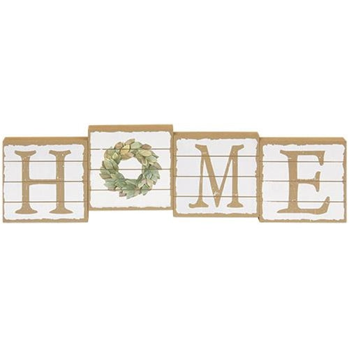 Home Block Sitter with Wreath Design