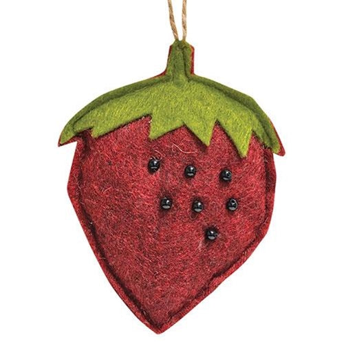 💙 Mini Beaded Felt Strawberry Ornament
