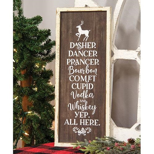 Dasher Dancer Prancer Wood Bar Sign
