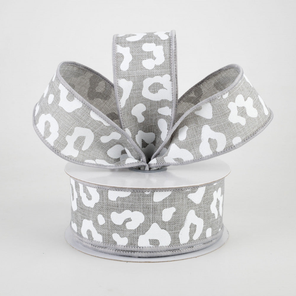 💙 Animal Print Grey & White Ribbon 1.5" x 10 yards