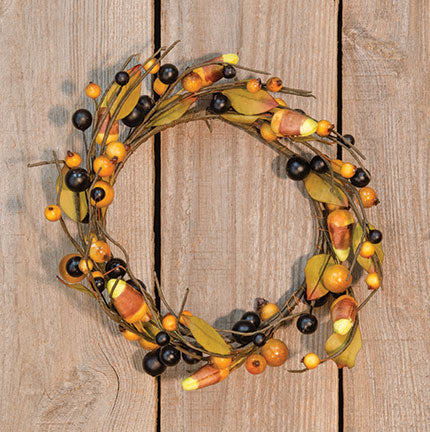 Rustic Candy Corn and Berries 10" Wreath Ring