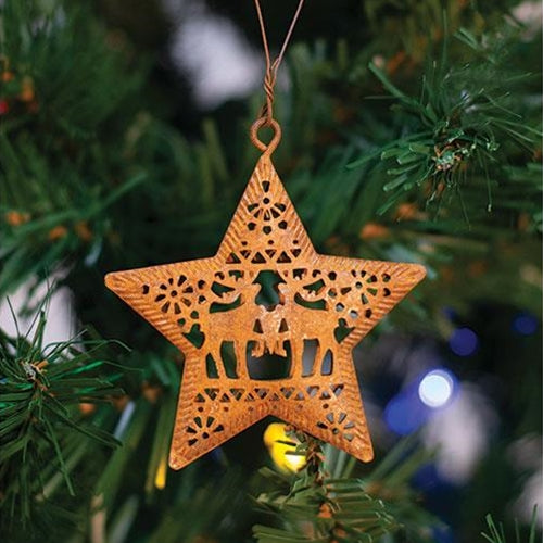 💙 Set of 6 Rusty Reindeer Star Christmas Ornaments