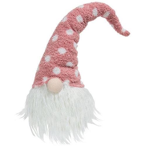 Fuzzy Polka Dot Pink Gnome Head
