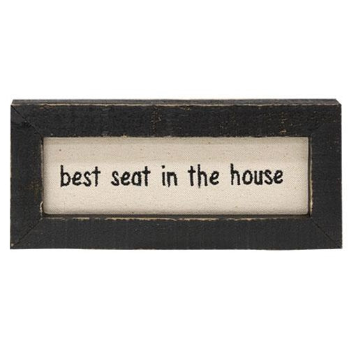 Best Seat in the House Framed Stitchery 8.5" Sign