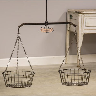 Retro Style Hanging Scale with Two Wire Baskets