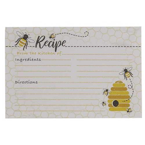 Bee Recipe Cards Package of 24