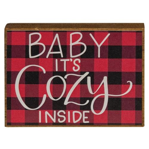 💙 Baby It's Cozy Buffalo Check Mini Block Sign