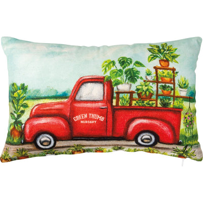 Green Thumb Nursery Red Truck Throw Pillow