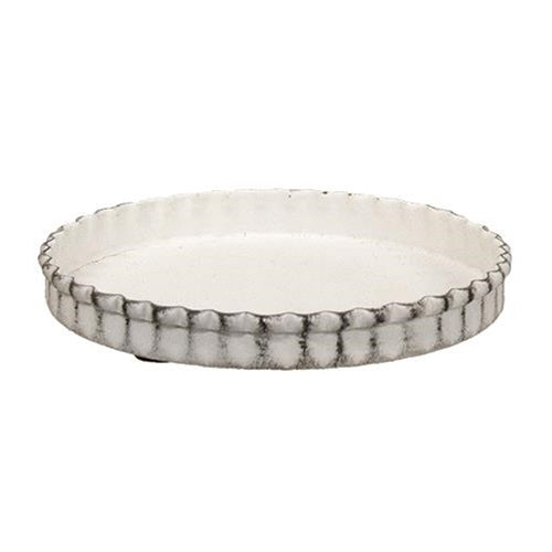 White Cottage Chic Fluted 4" Candle Pan