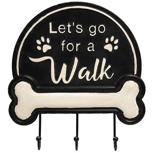 Let's Go For A Walk Triple Wall Hook Sign