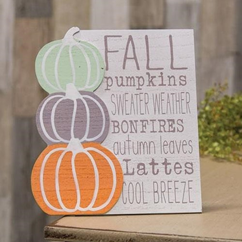 Fall Words And Pumpkins 10" Wood Easel Sign