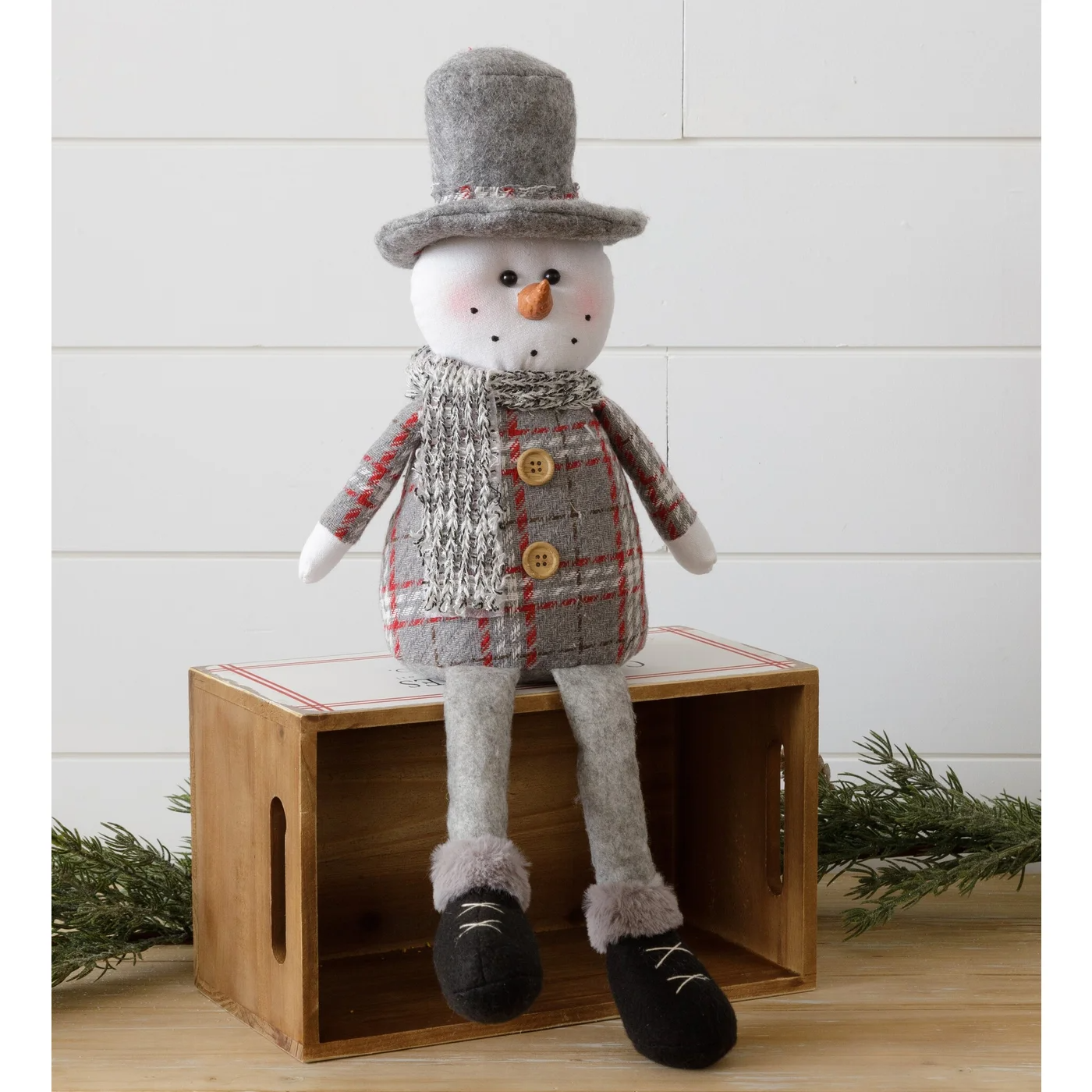 Snowman Sitter With Top Hat Figure