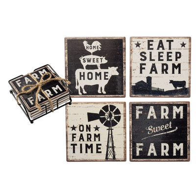 💙 Set of 4 Farm Sweet Farm Coaster Set