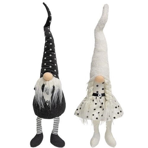 Mr. & Mrs. Gnome in Black and White Fabric Figures